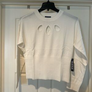 Modcloth Ivory Sweater with Teardrop Cut-Outs